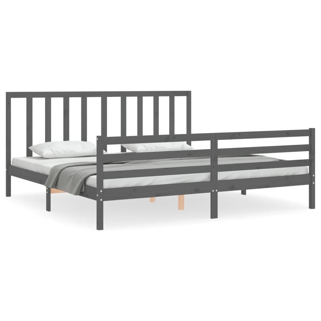 vidaXL Bed Frame without Mattress Grey 200x200 cm Solid Wood Pine