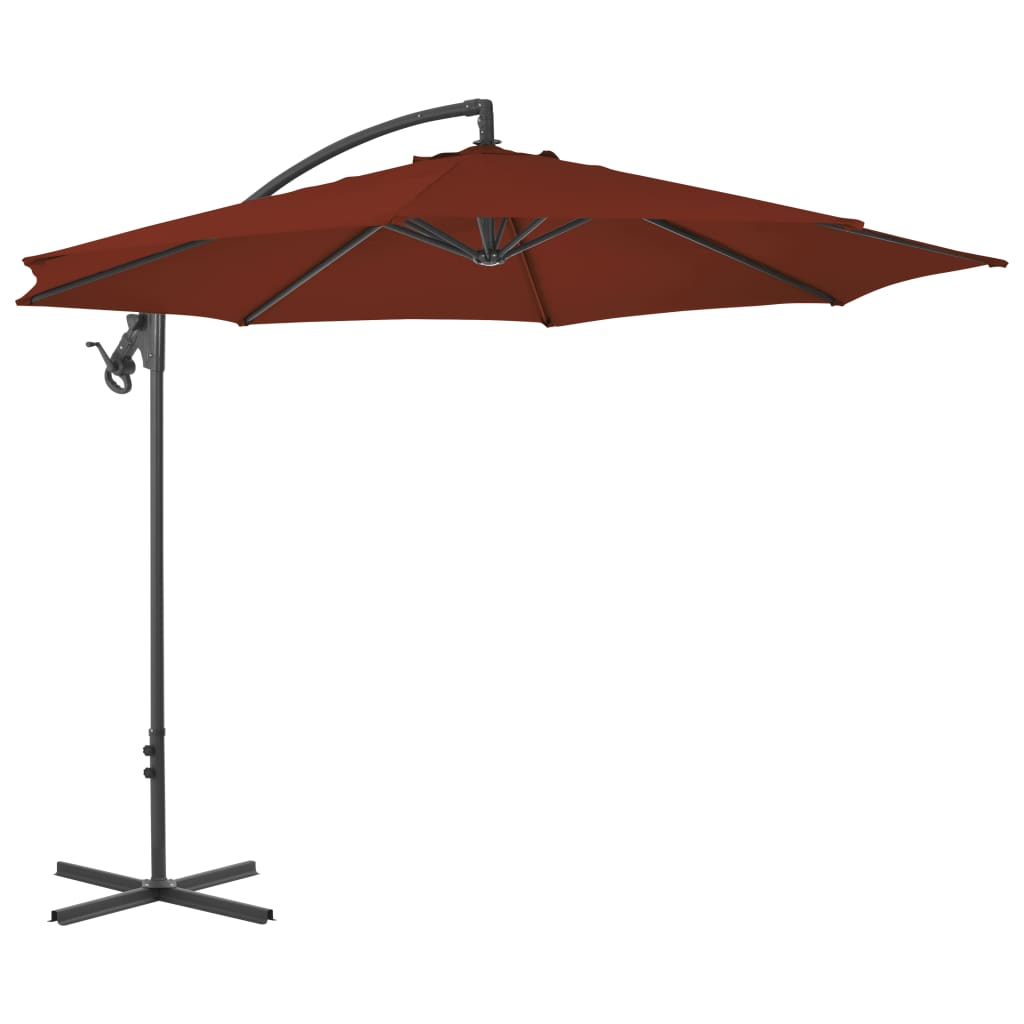 vidaXL Cantilever Garden Parasol with Steel Pole 300 cm Terracotta