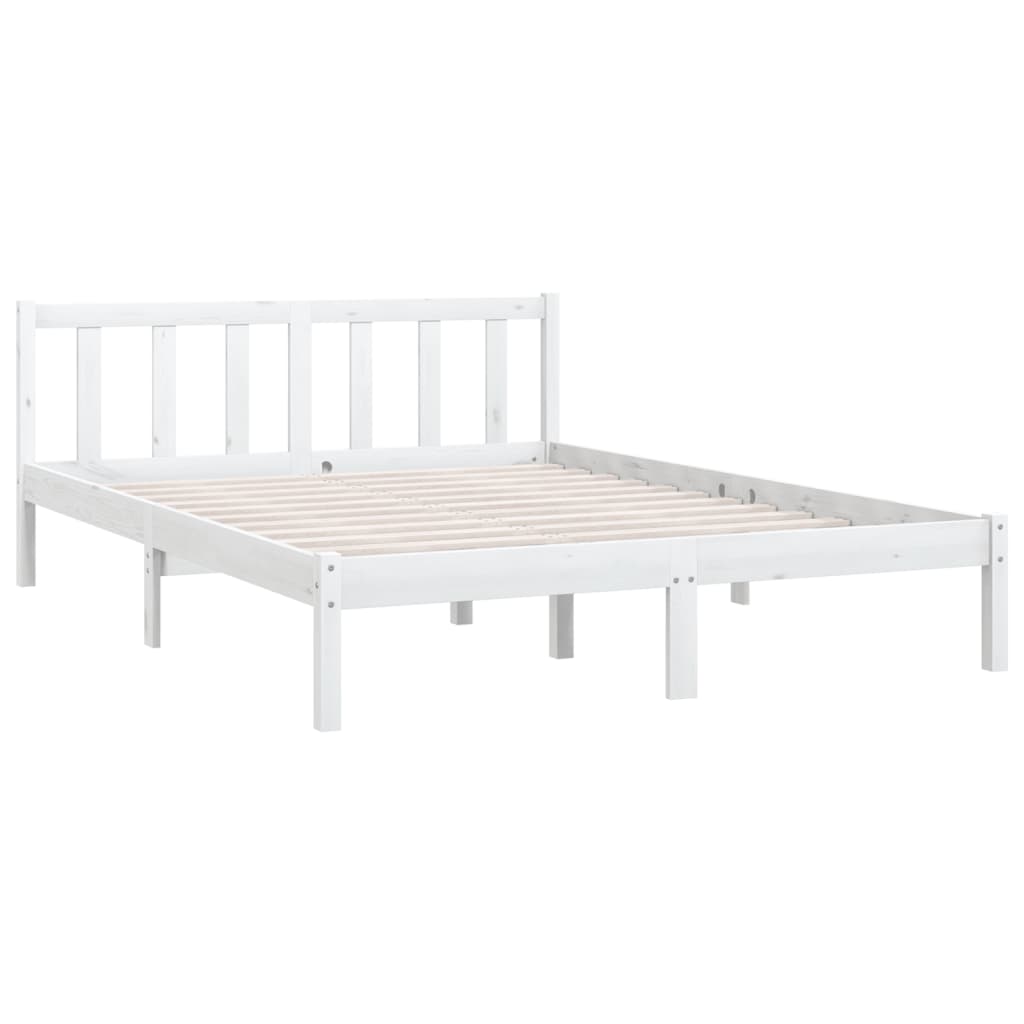 vidaXL Bed Frame without Mattress White Solid Wood 140x190 cm