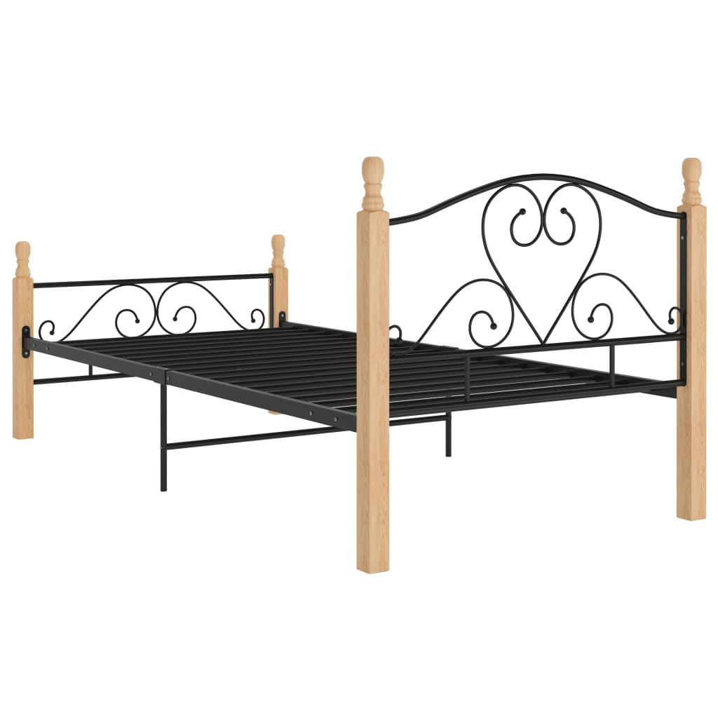 vidaXL Bed Frame without Mattress Black Metal 90x200 cm