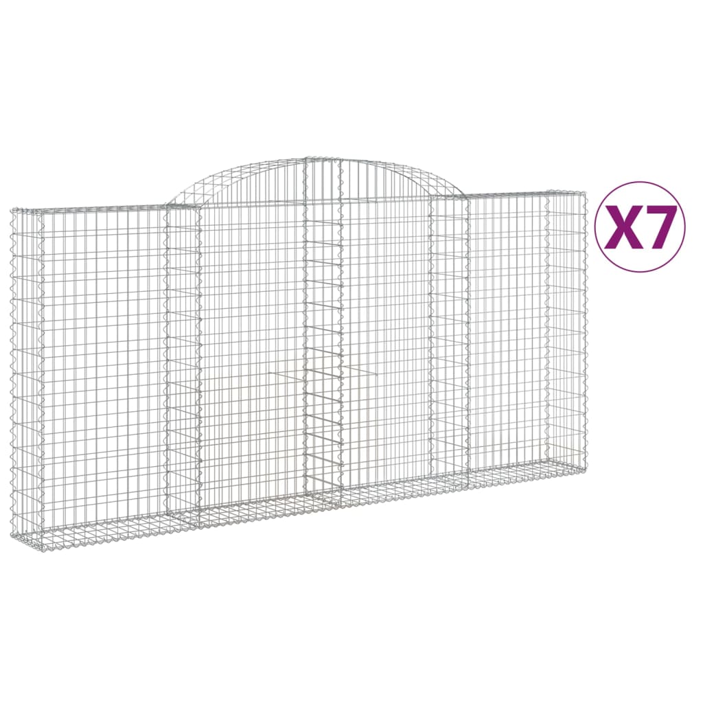 vidaXL Arched Gabion Baskets 7 pcs 300x30x140/160 cm Galvanised Iron