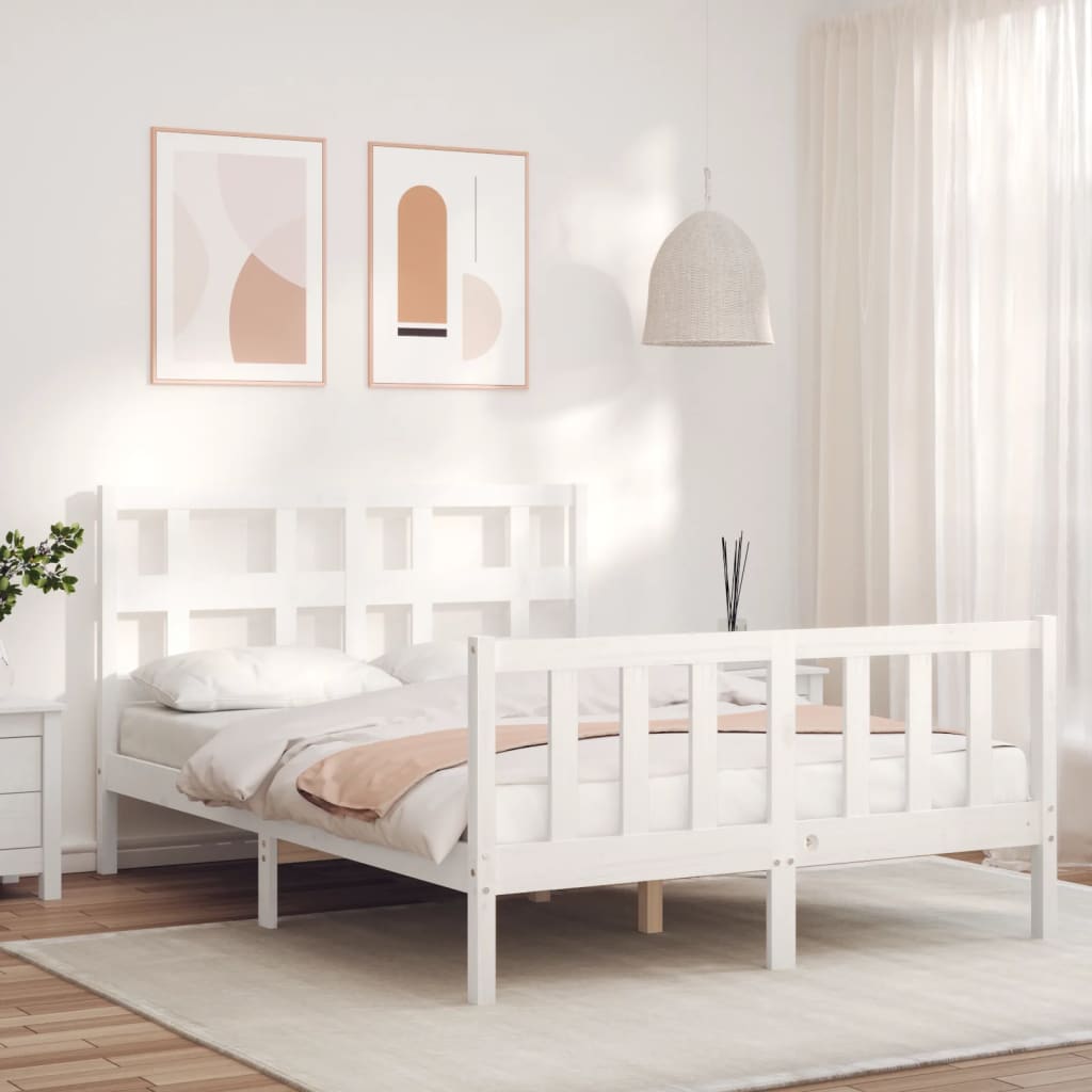 vidaXL Bed Frame without Mattress White 140x200 cm Solid Wood Pine