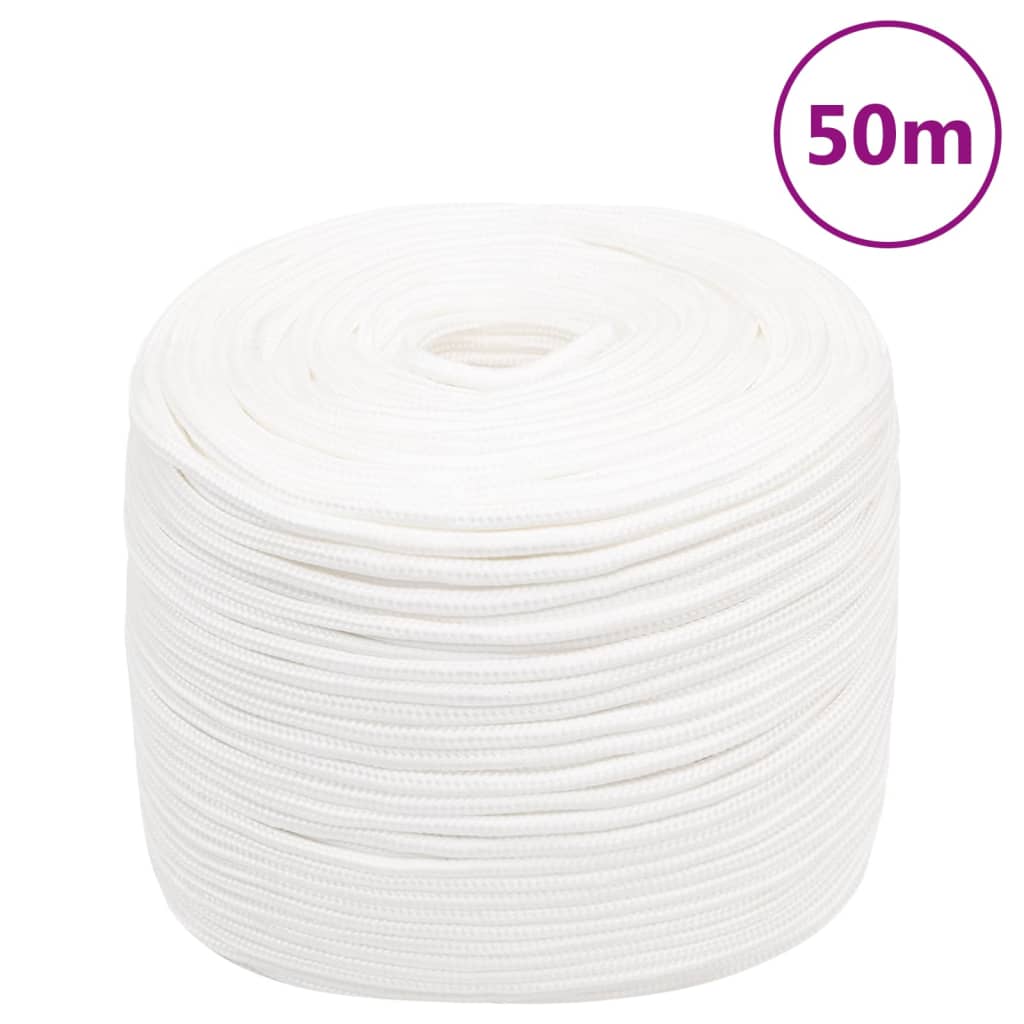 vidaXL Boat Rope Full White 6 mm 50 m Polypropylene