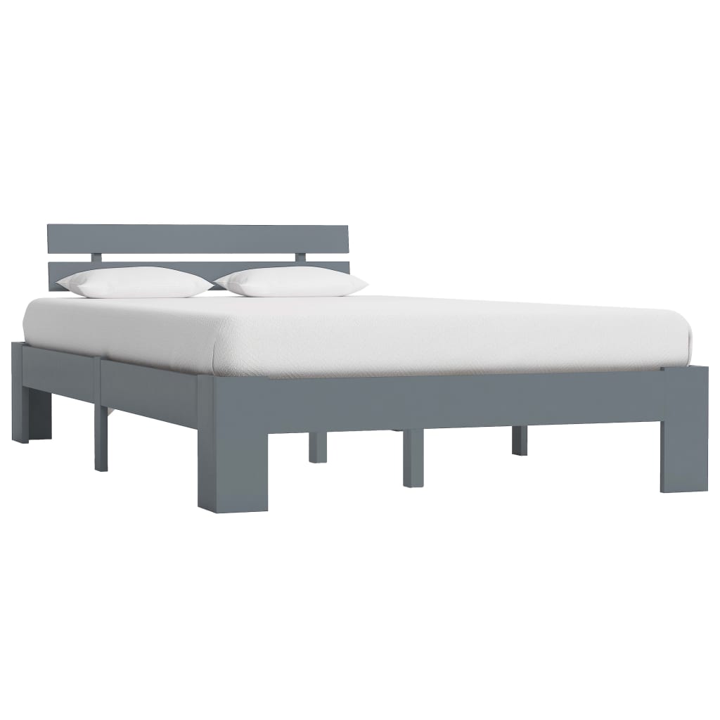 vidaXL Bed Frame without Mattress Grey Solid Pine Wood 120x200 cm