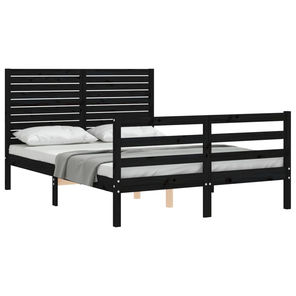 vidaXL Bed Frame without Mattress Black 120x200 cm Solid Wood