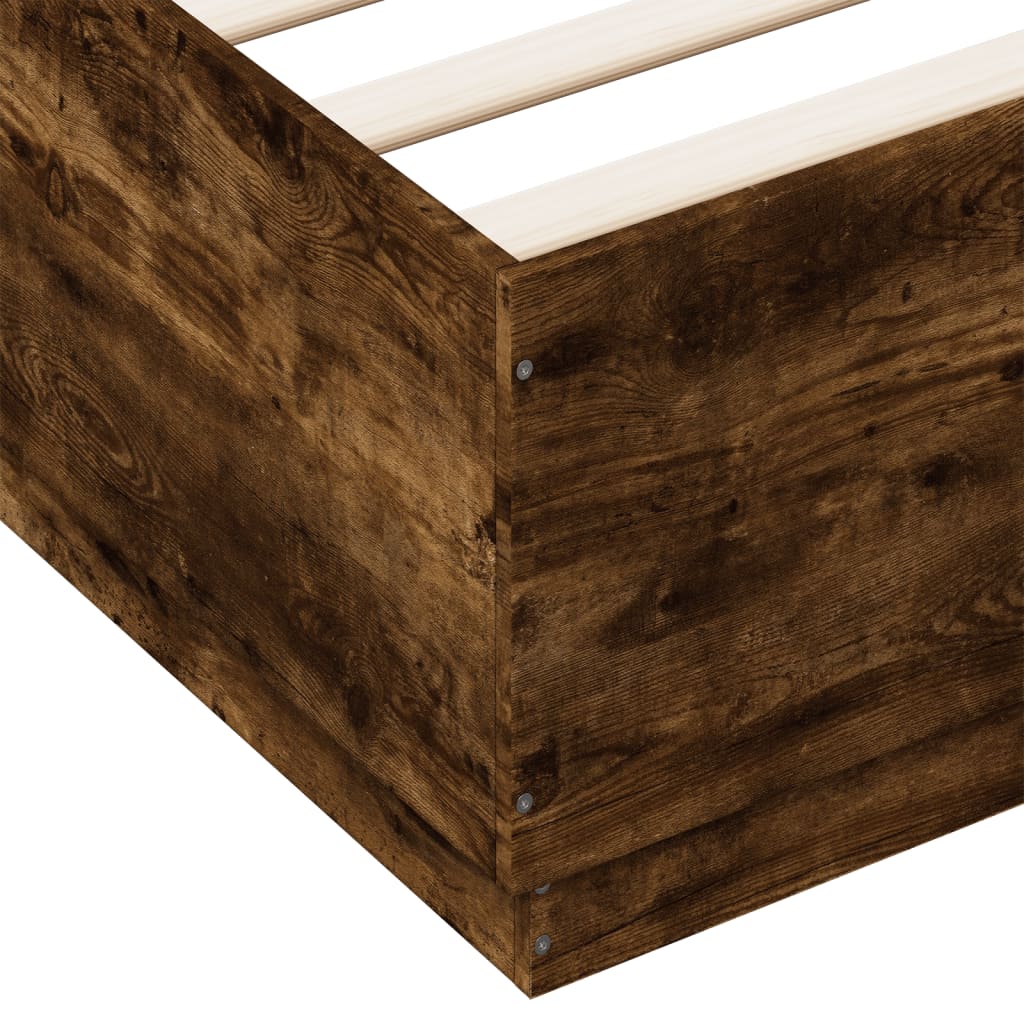 vidaXL Bed Frame with LED without Mattress Smoked Oak 120x200 cm