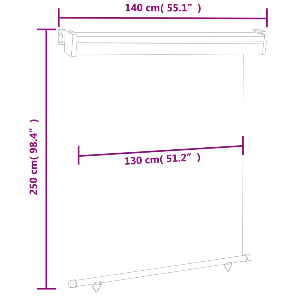 vidaXL Balcony Side Awning 145x250 cm Grey