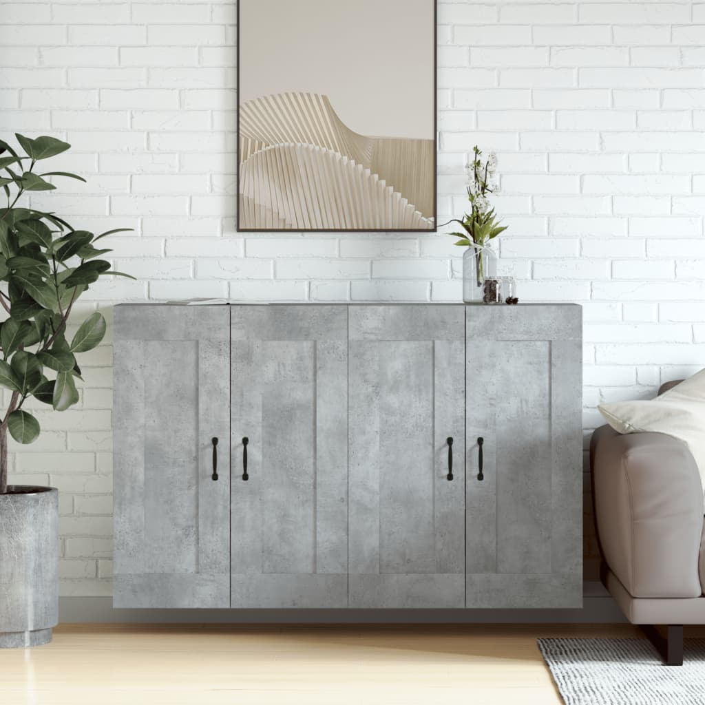 vidaXL Wall Mounted Cabinets 2 pcs Concrete Grey Engineered Wood