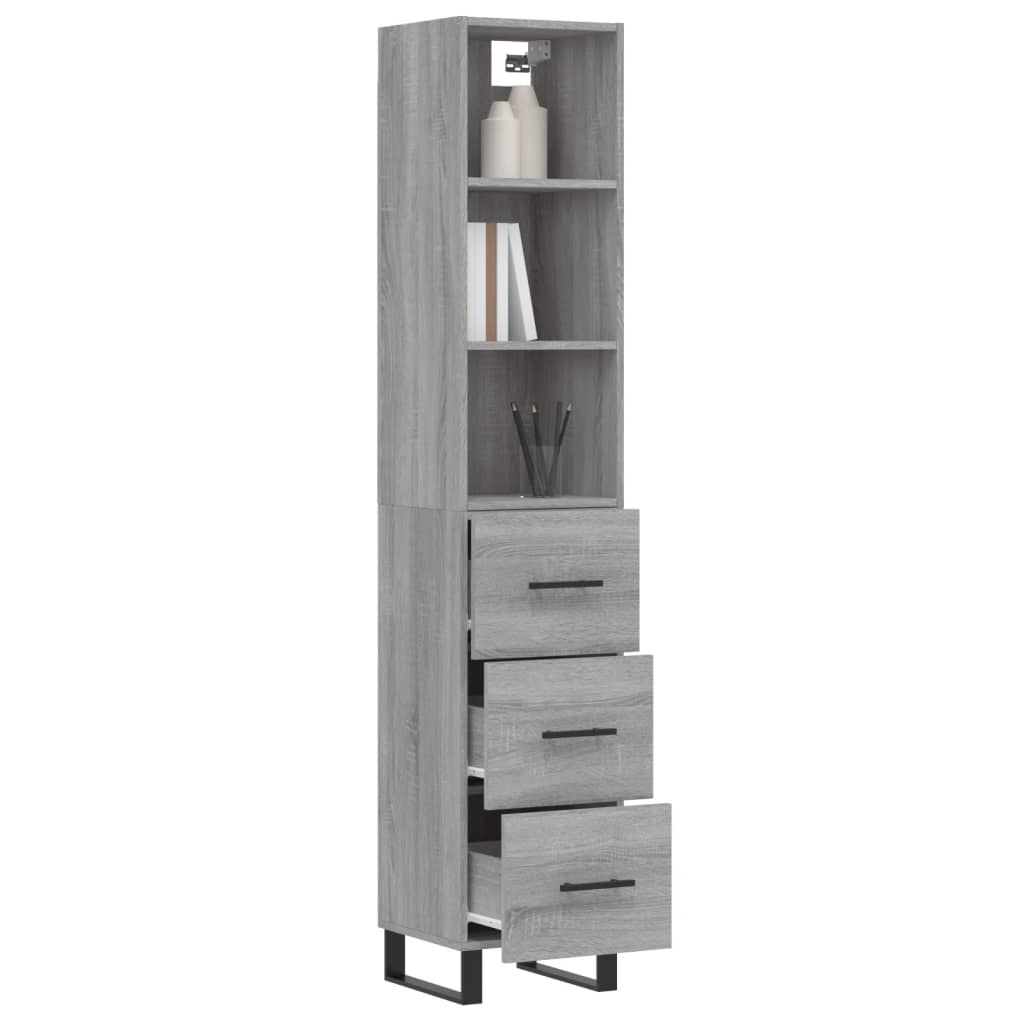 vidaXL Highboard Grey Sonoma 34.5x34x180 cm Engineered Wood