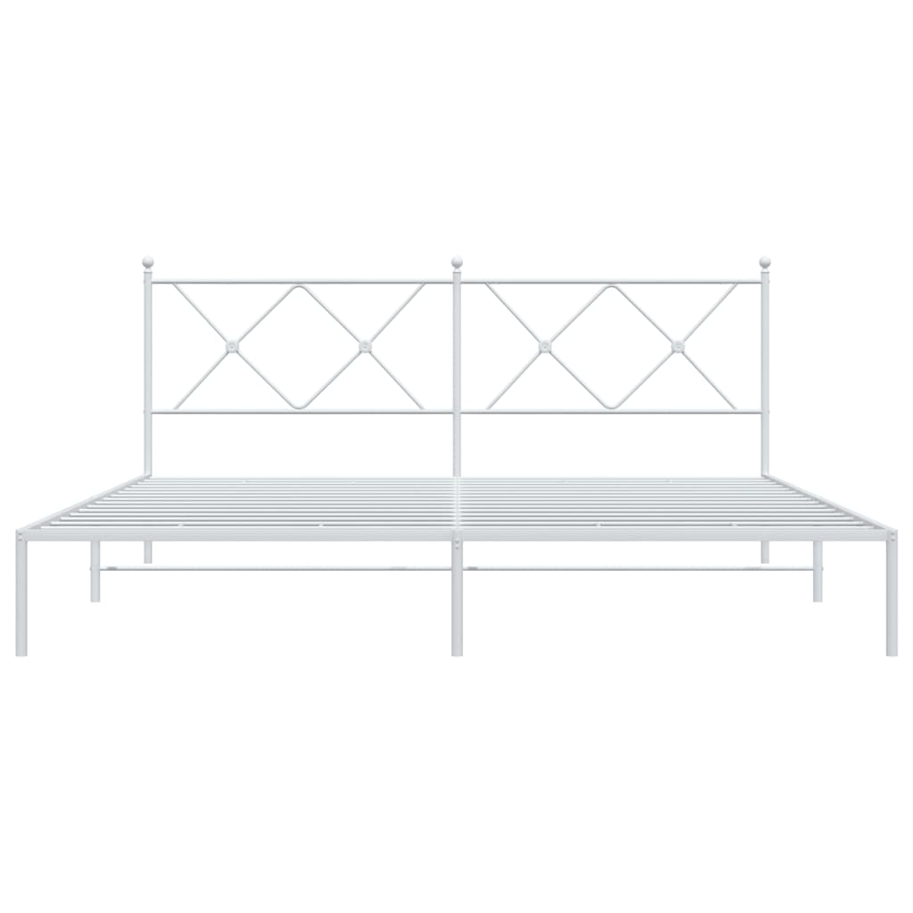 vidaXL Metal Bed Frame without Mattress with Headboard White 180x200 cm Super King