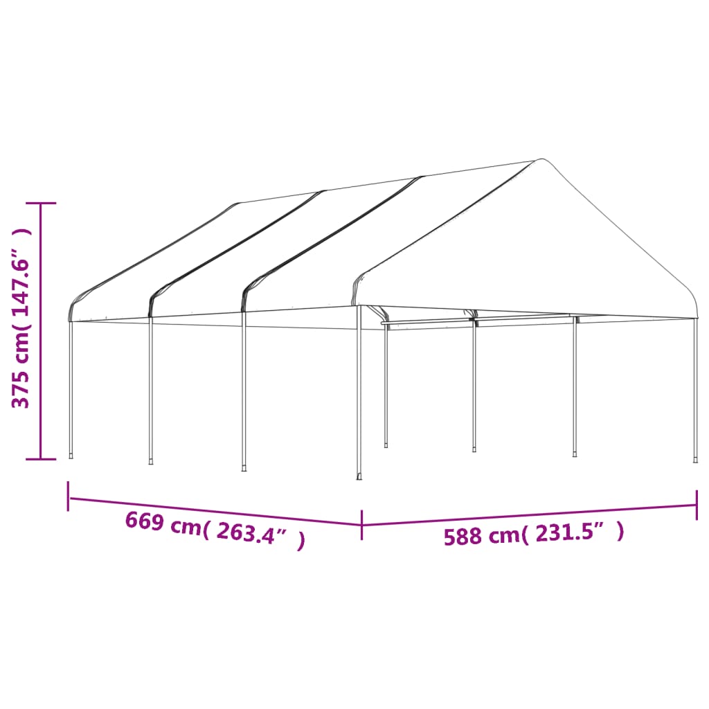 vidaXL Gazebo with Roof White 6.69x5.88x3.75 m Polyethylene