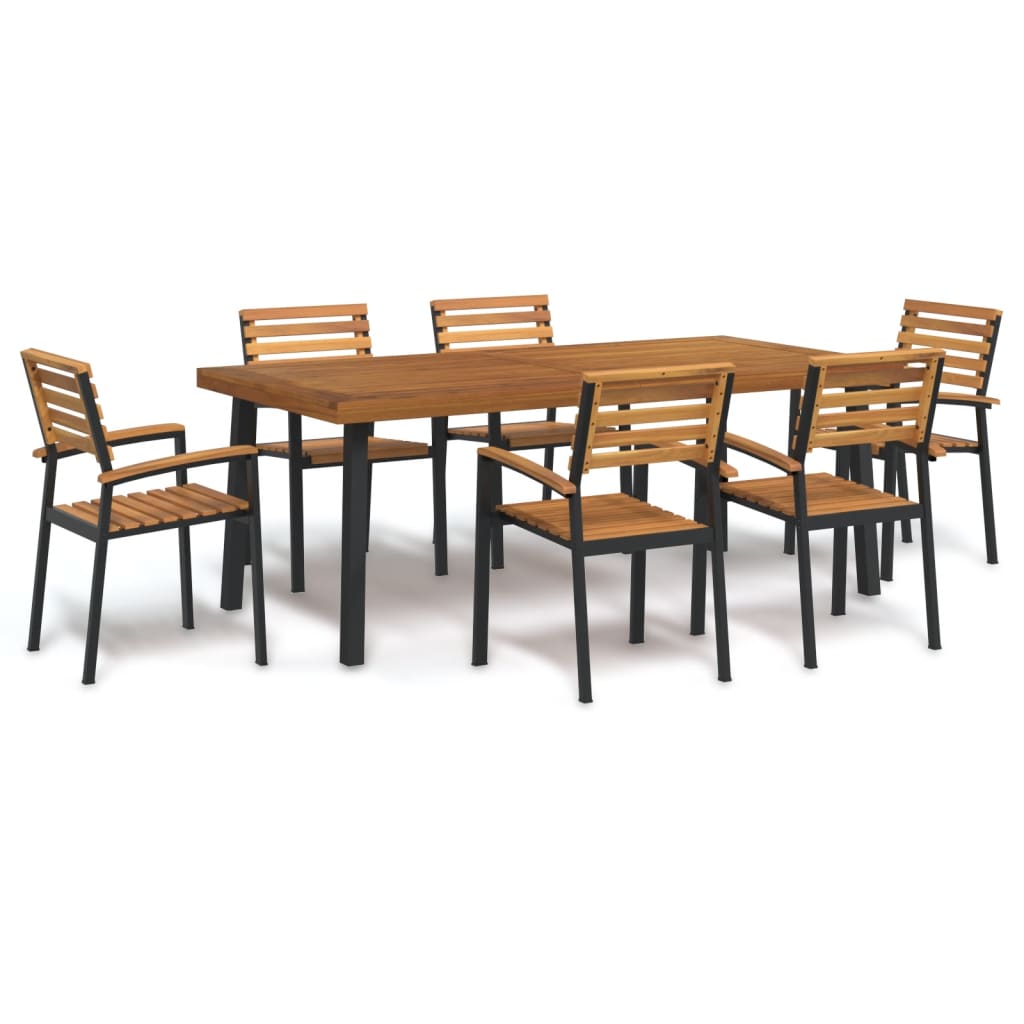 vidaXL 7 Piece Garden Dining Set Solid Wood Acacia and Metal