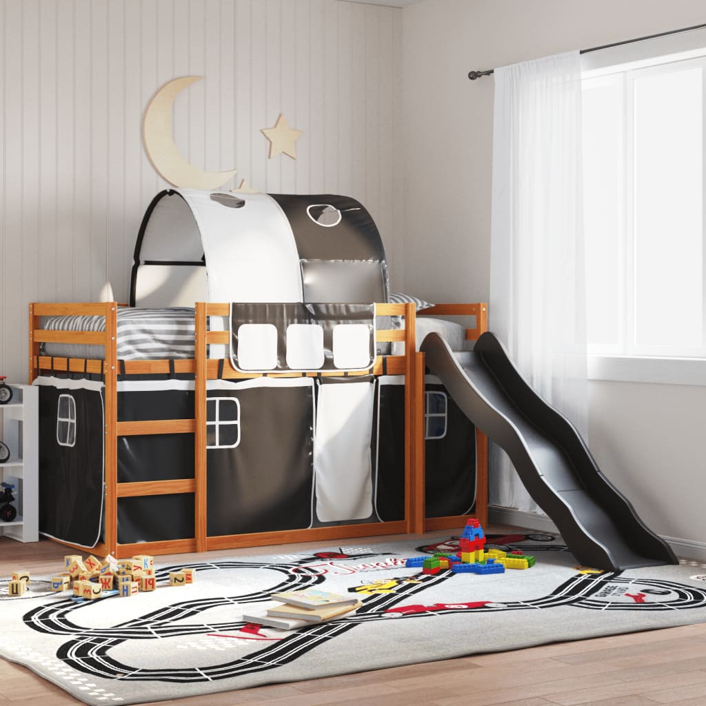 vidaXL Bunk Bed without Mattress with Slide White and Black 90x190 cm Single