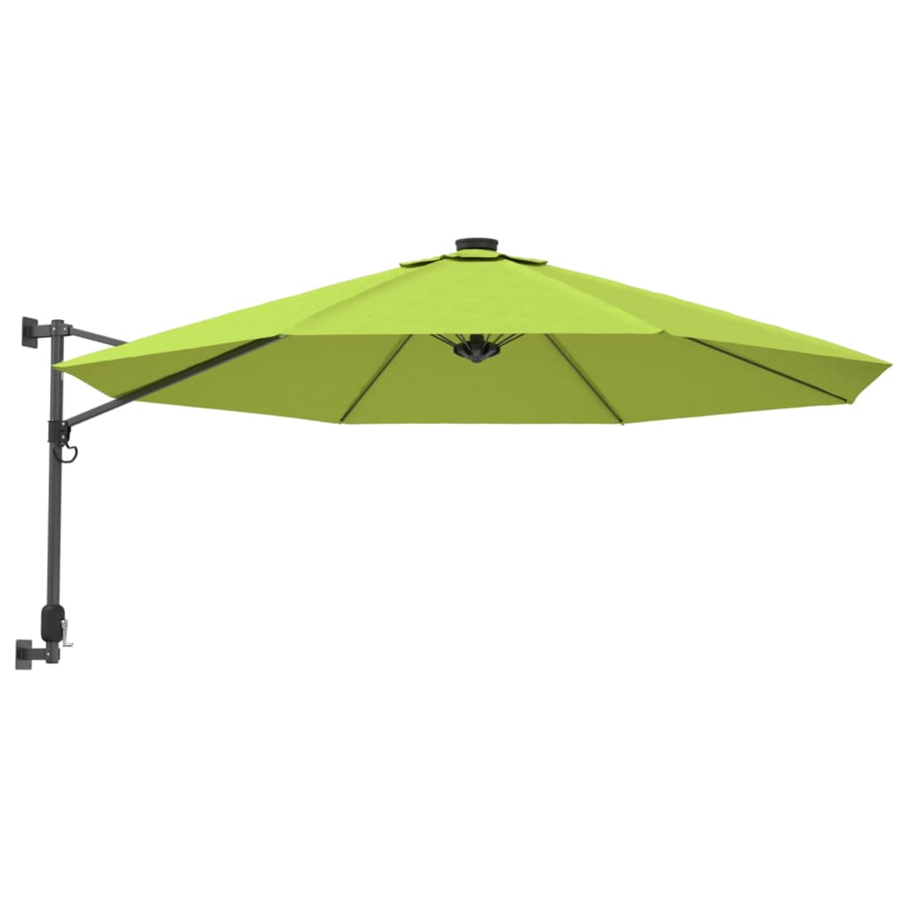 vidaXL Wall-mounted Parasol with LEDs Apple Green 290cm