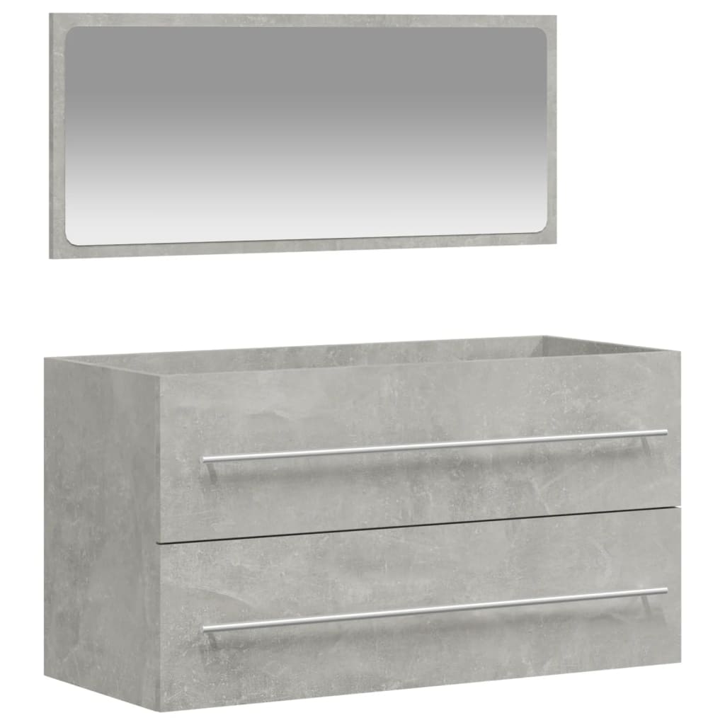 vidaXL Bathroom Cabinet with Mirror Concrete Grey Engineered Wood