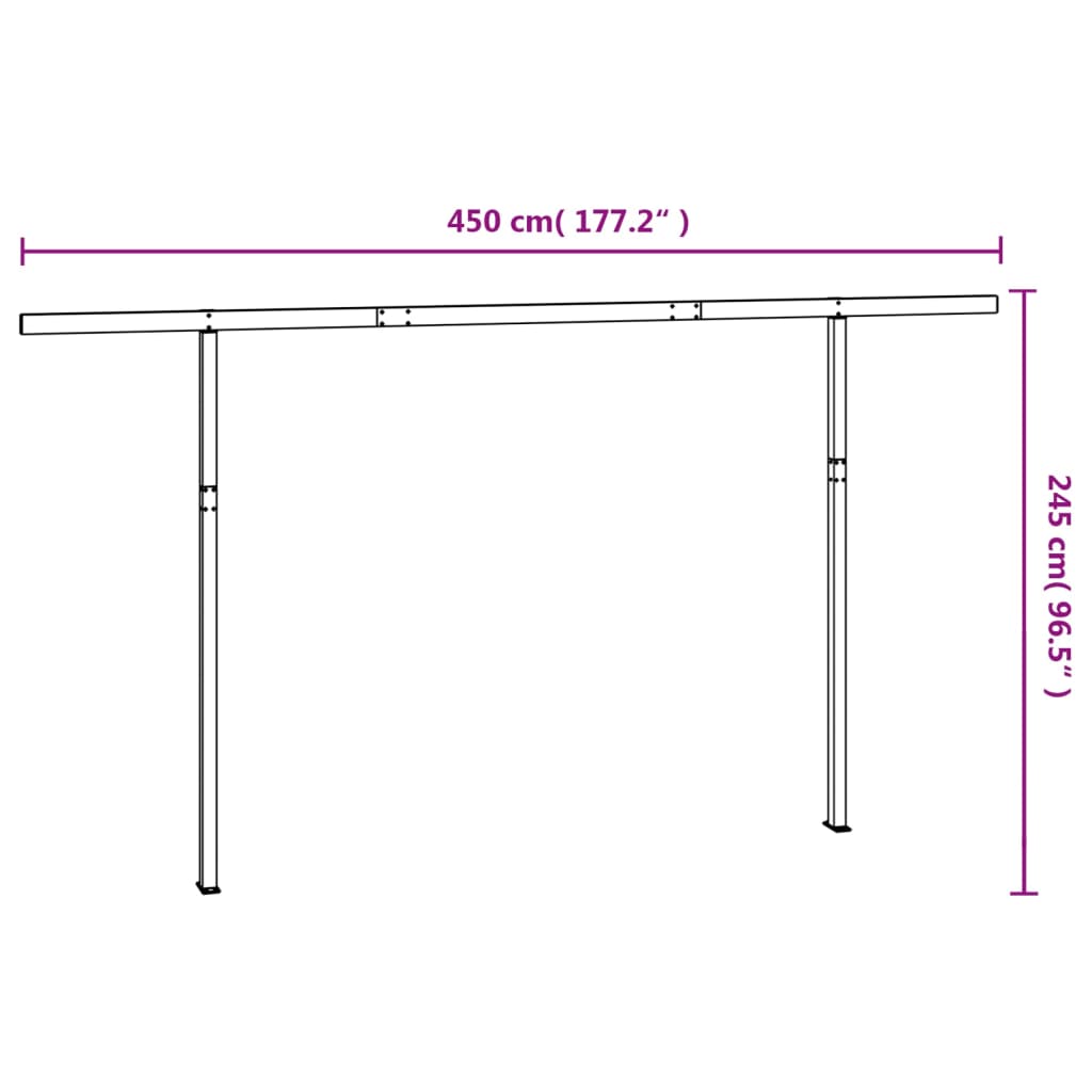 vidaXL Awning Post Set White 450x245 cm Iron