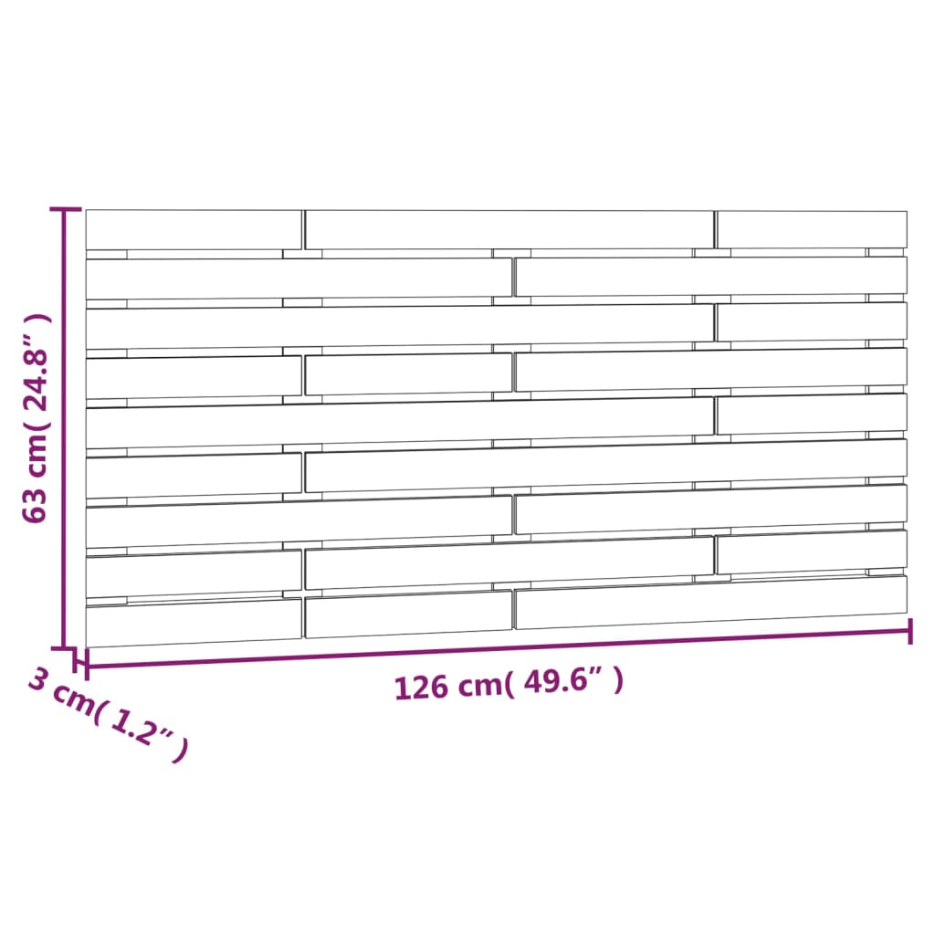 vidaXL Wall Headboard 126x3x63 cm Solid Wood Pine