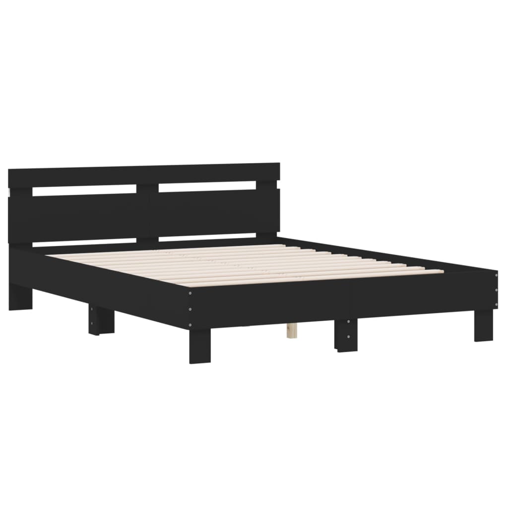 vidaXL Bed Frame with LED without Mattress Black 150x200 cm King Size