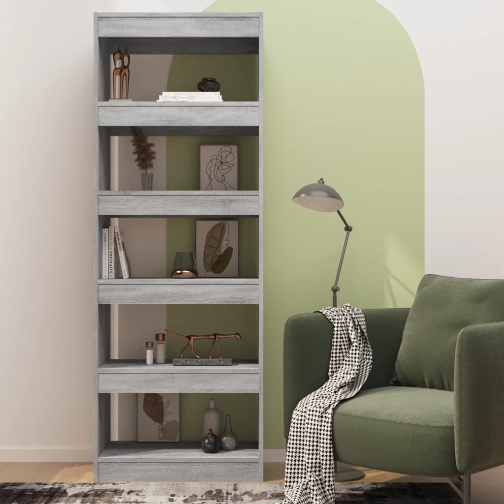 vidaXL Book Cabinet/Room Divider Grey Sonoma 60x30x166 cm Engineered Wood