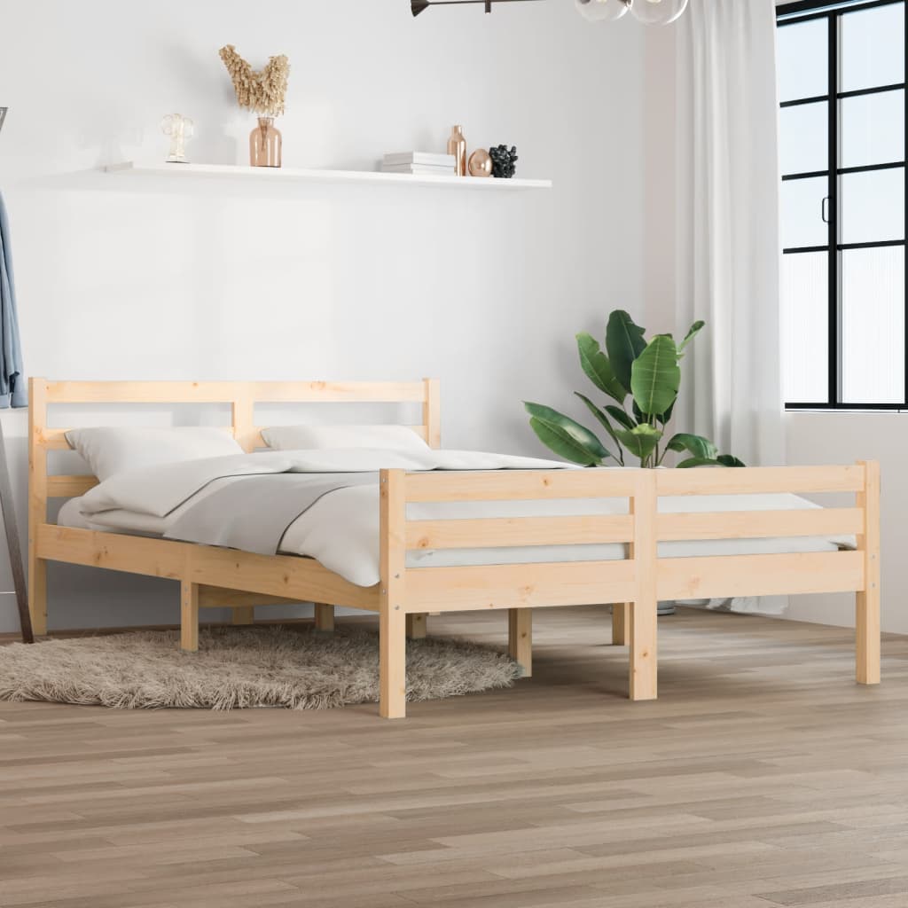 vidaXL Bed Frame without Mattress Solid Wood 135x190 cm Double