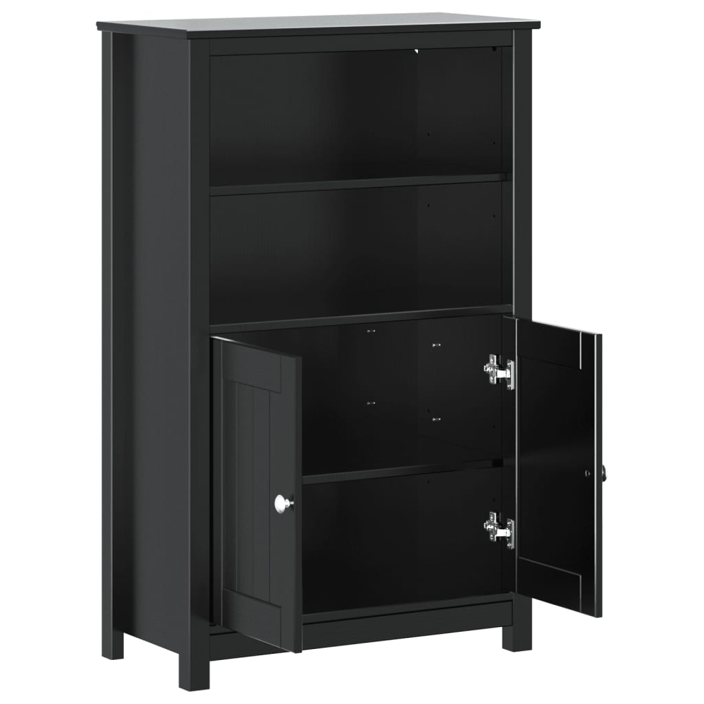 vidaXL Bathroom Cabinet BERG Black 69.5x34x110 cm Solid Wood Pine