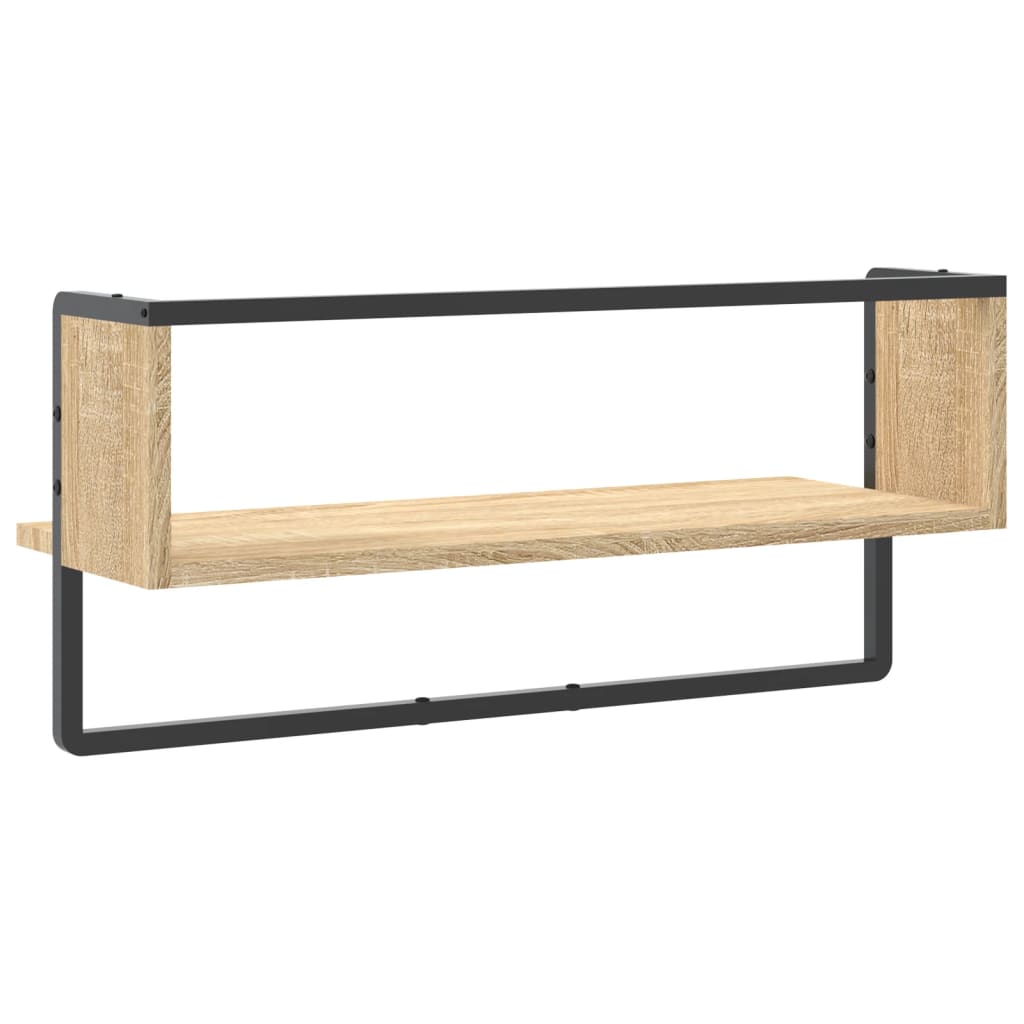 vidaXL Wall Shelf with Bar Sonoma Oak 65x25x30 cm