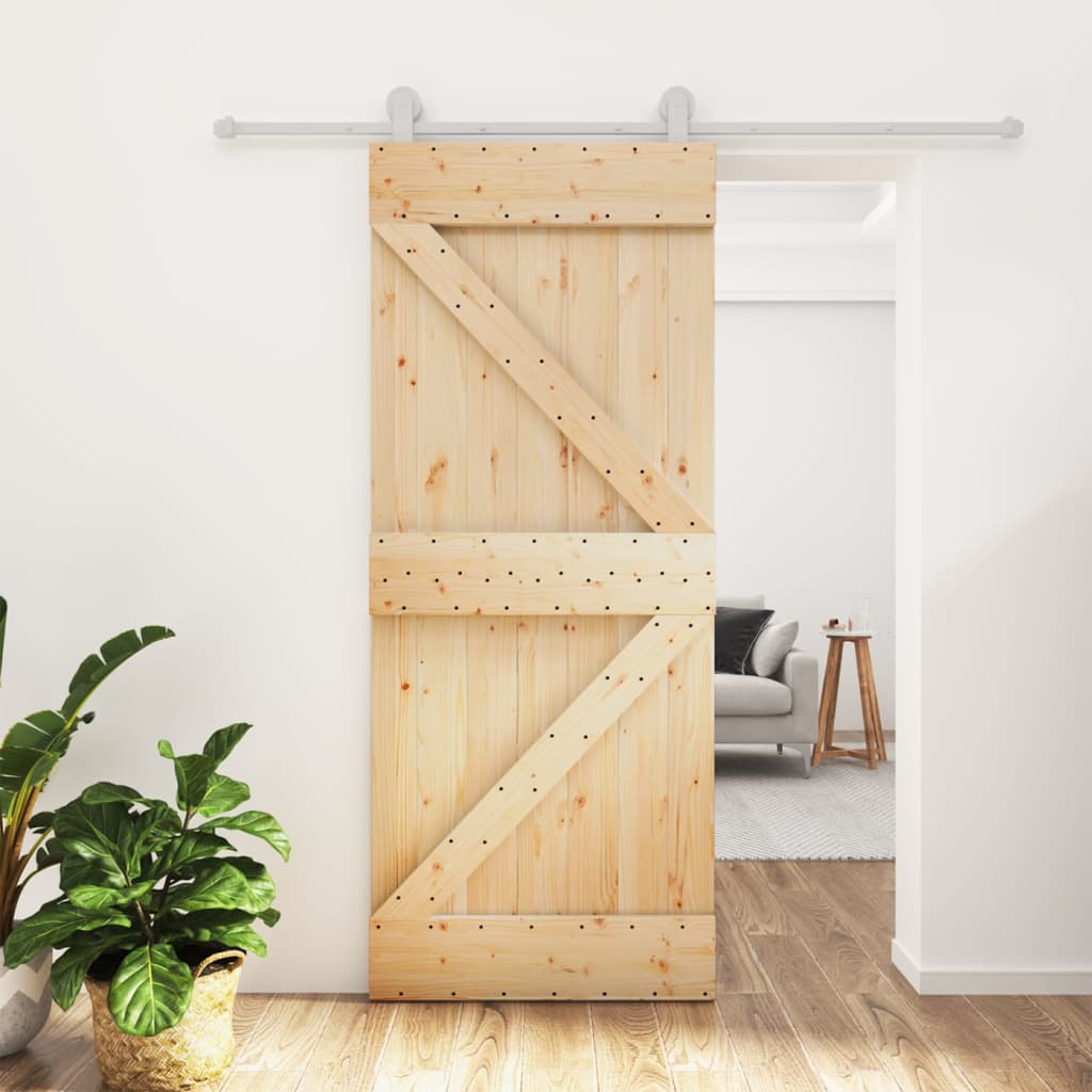 vidaXL Sliding Door with Hardware Set 80x210 cm Solid Wood Pine