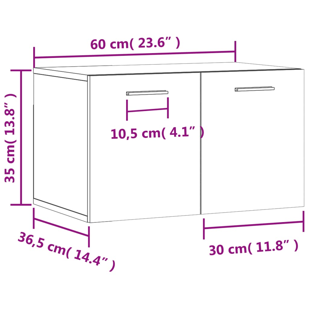 vidaXL Wall Cabinet Grey Sonoma 60x36.5x35 cm Engineered Wood