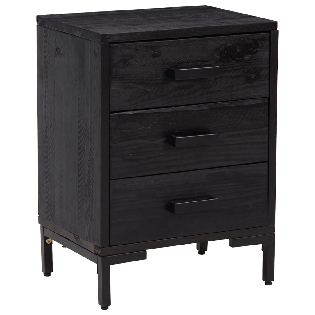 vidaXL Bedside Cabinet Black 36x30x54 cm Solid Pinewood