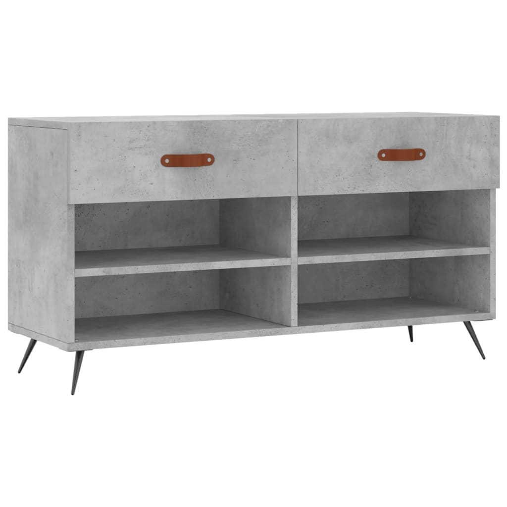 vidaXL Shoe Bench Concrete Grey 102x35x55 cm Engineered Wood