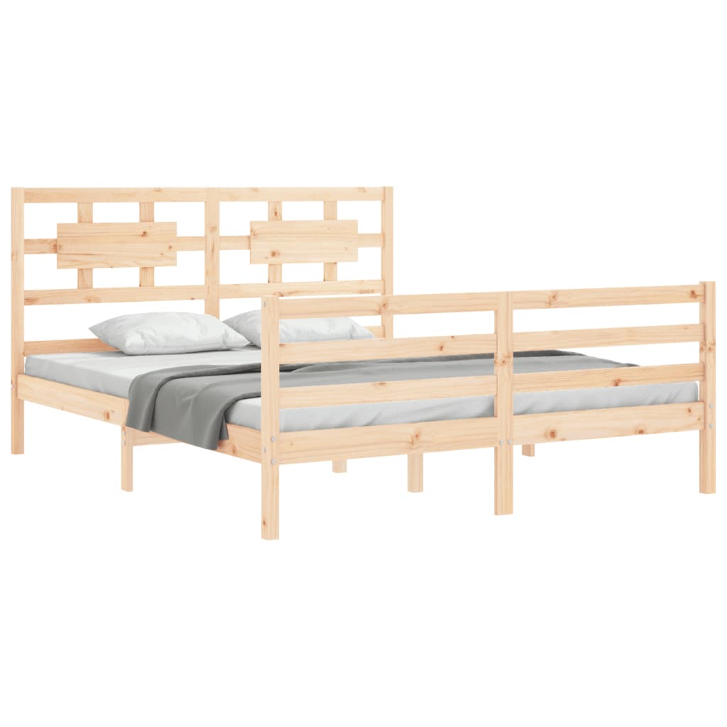 vidaXL Bed Frame without Mattress King Size Solid Wood