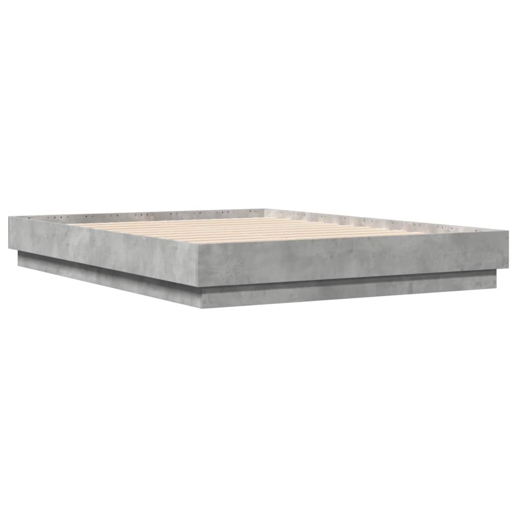 vidaXL Bed Frame Concrete Grey 135x190 cm Double Engineered Wood