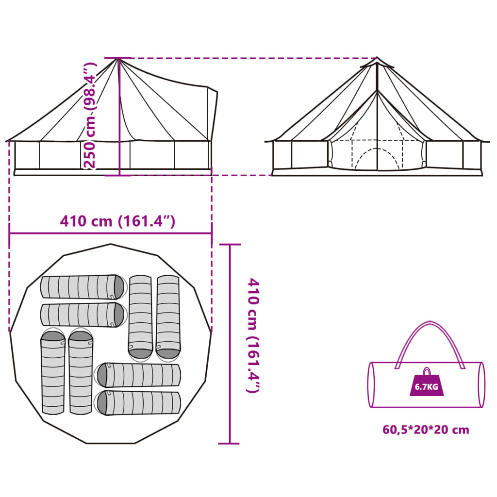 vidaXL Family Tent Tipi 8-Person Green Waterproof