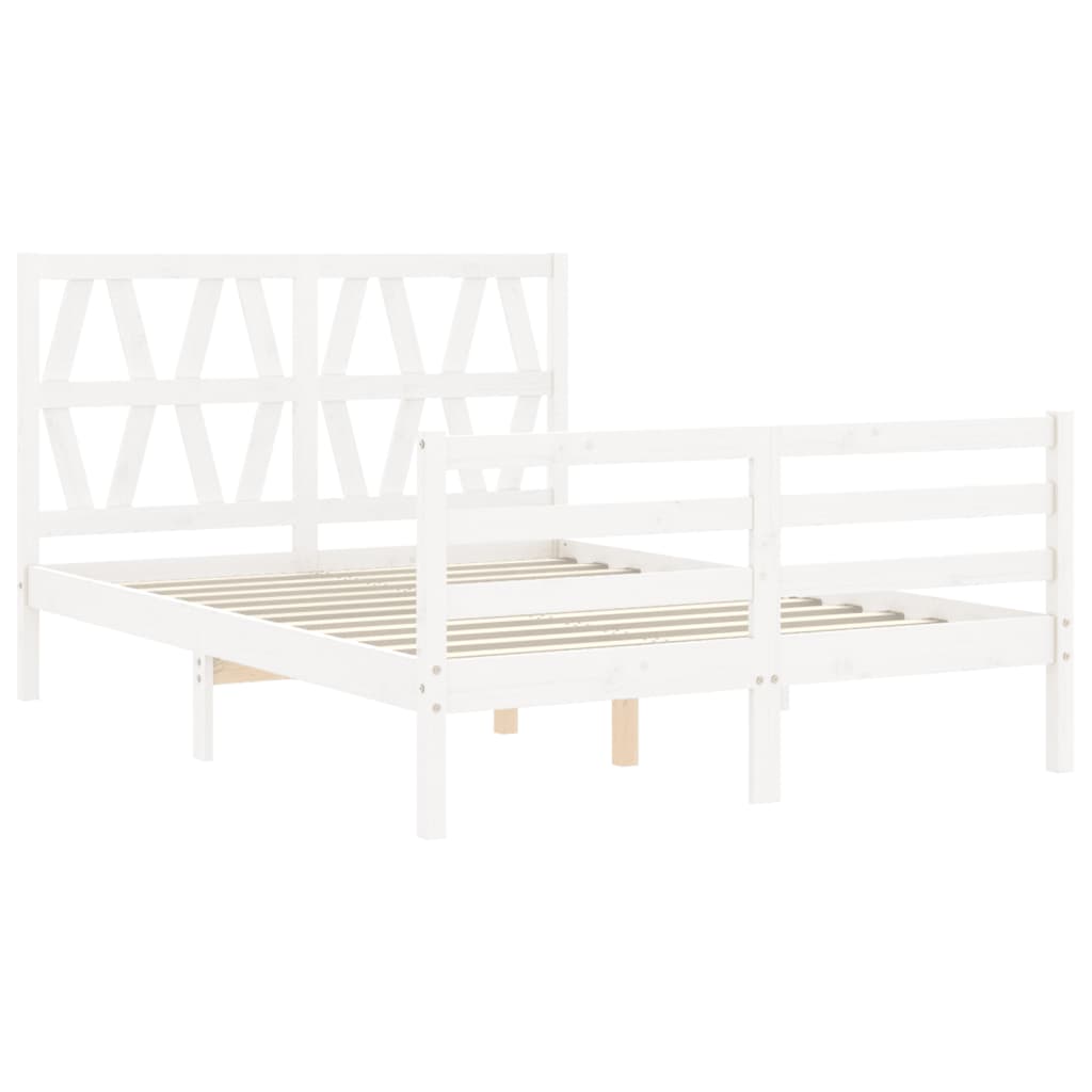 vidaXL Bed Frame without Mattress White Small Double Solid Wood