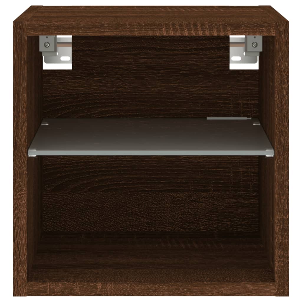 vidaXL TV Wall Cabinets with LED Lights 2 pcs Brown Oak 30x28.5x30 cm