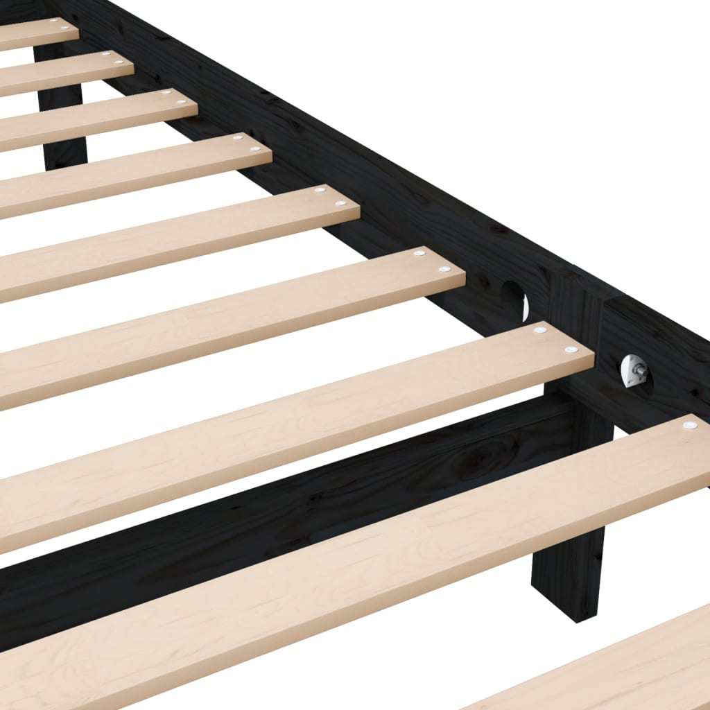 vidaXL Bed Frame without Mattress Black Solid Wood 120x200 cm (810081+814138)