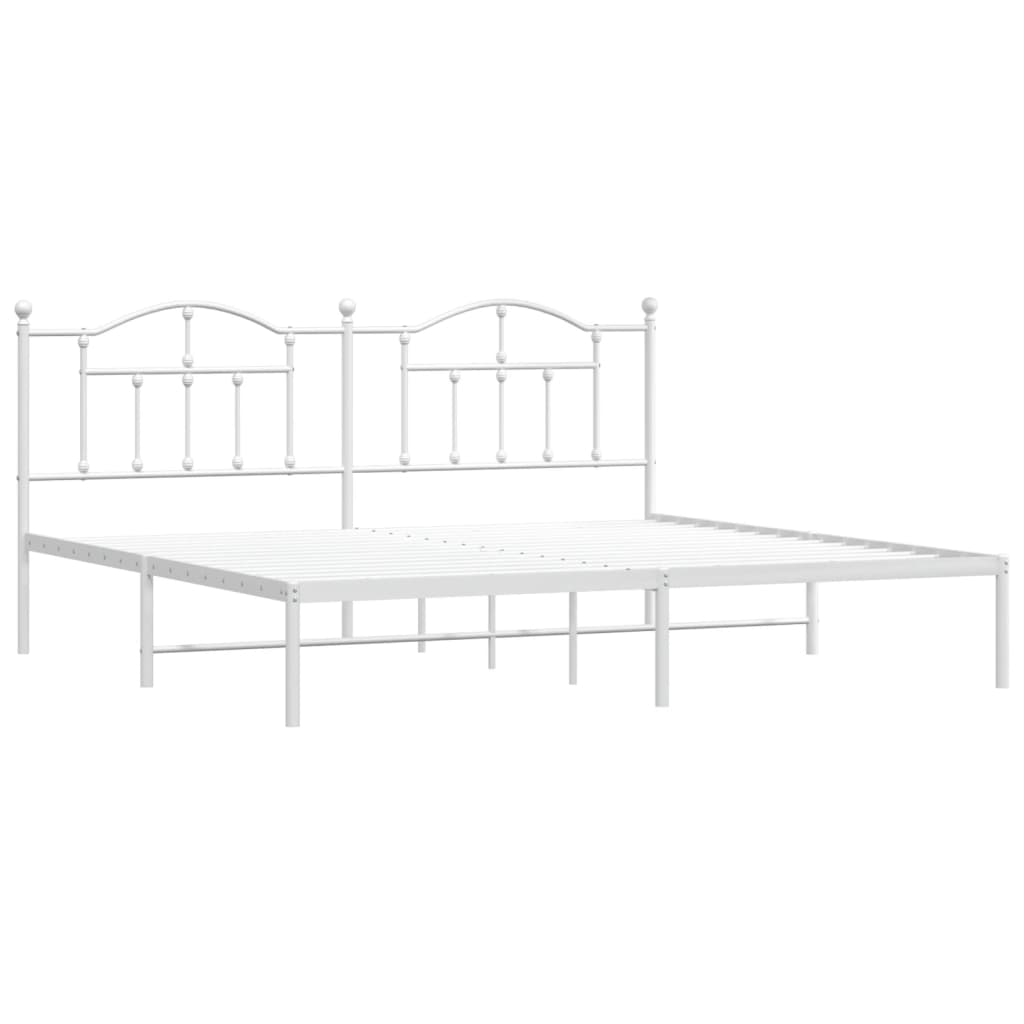 vidaXL Metal Bed Frame without Mattress with Headboard White 200x200 cm