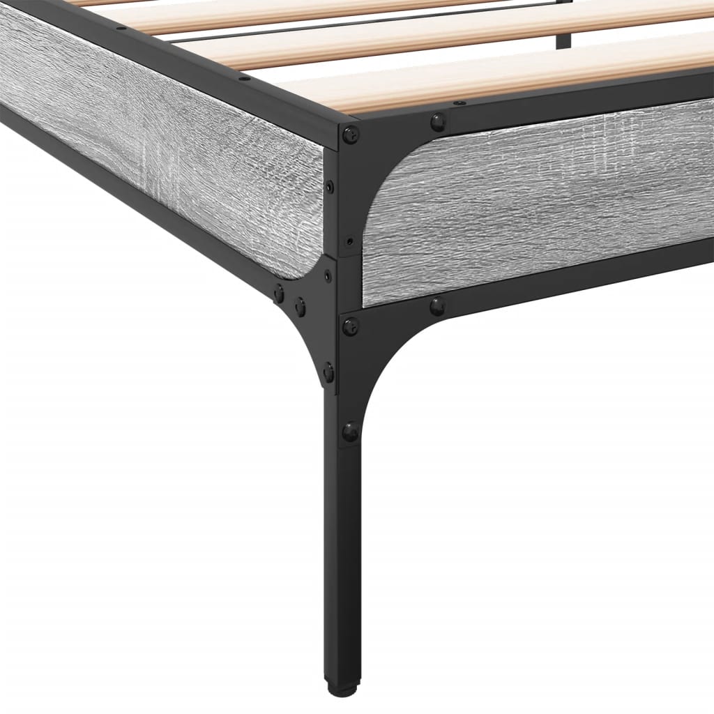 vidaXL Bed Frame without Mattress Grey Sonoma 100x200 cm