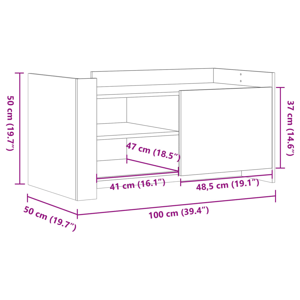 vidaXL Coffee Table Grey Sonoma 100x50x50 cm Engineered Wood