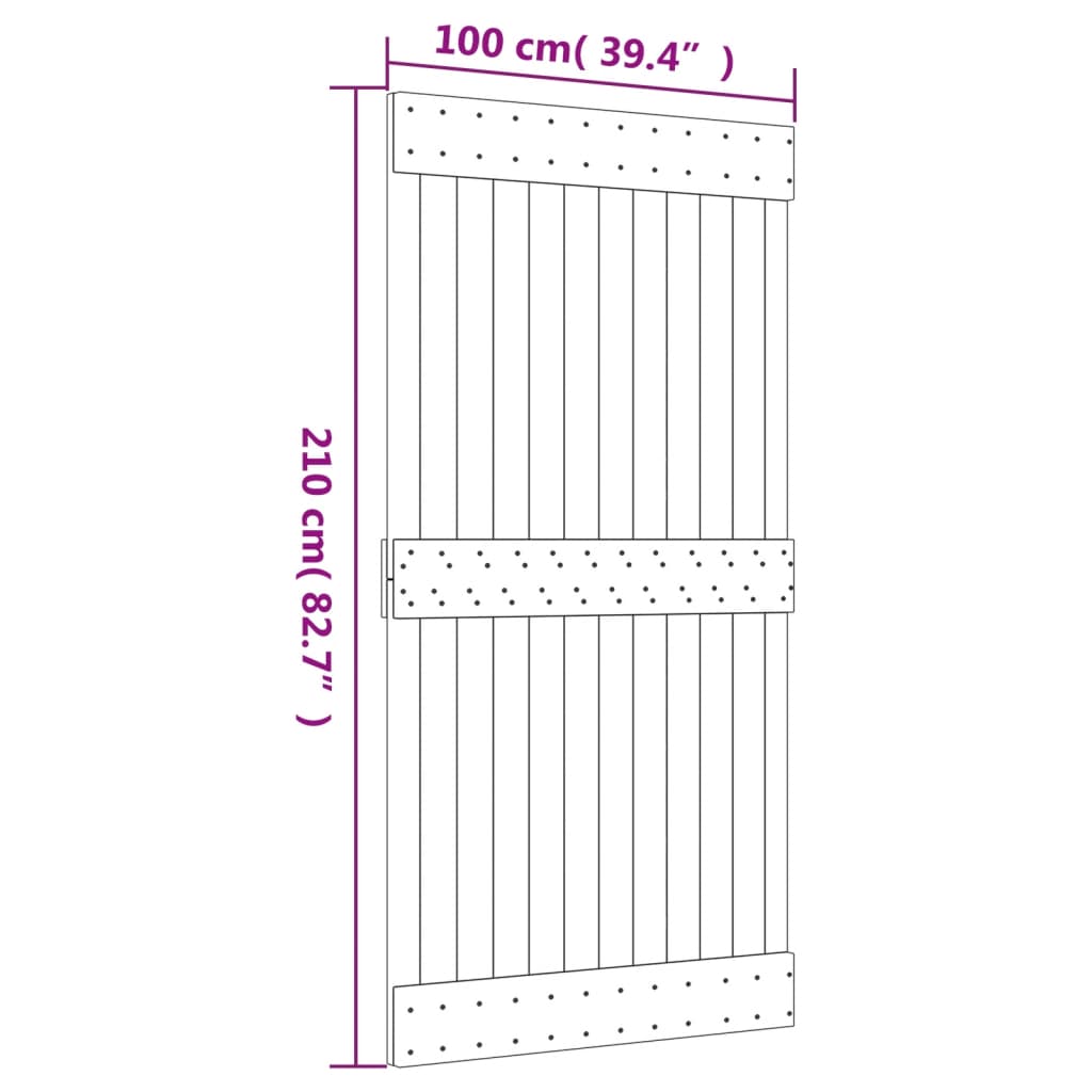 vidaXL Sliding Door with Hardware Set 100x210 cm Solid Wood Pine