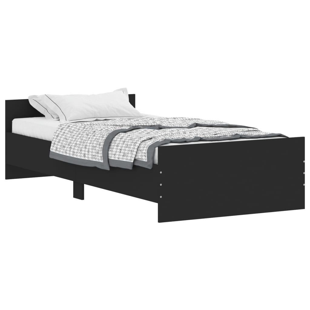 vidaXL Bed Frame without Mattress Black 90x190 cm Single Engineered Wood