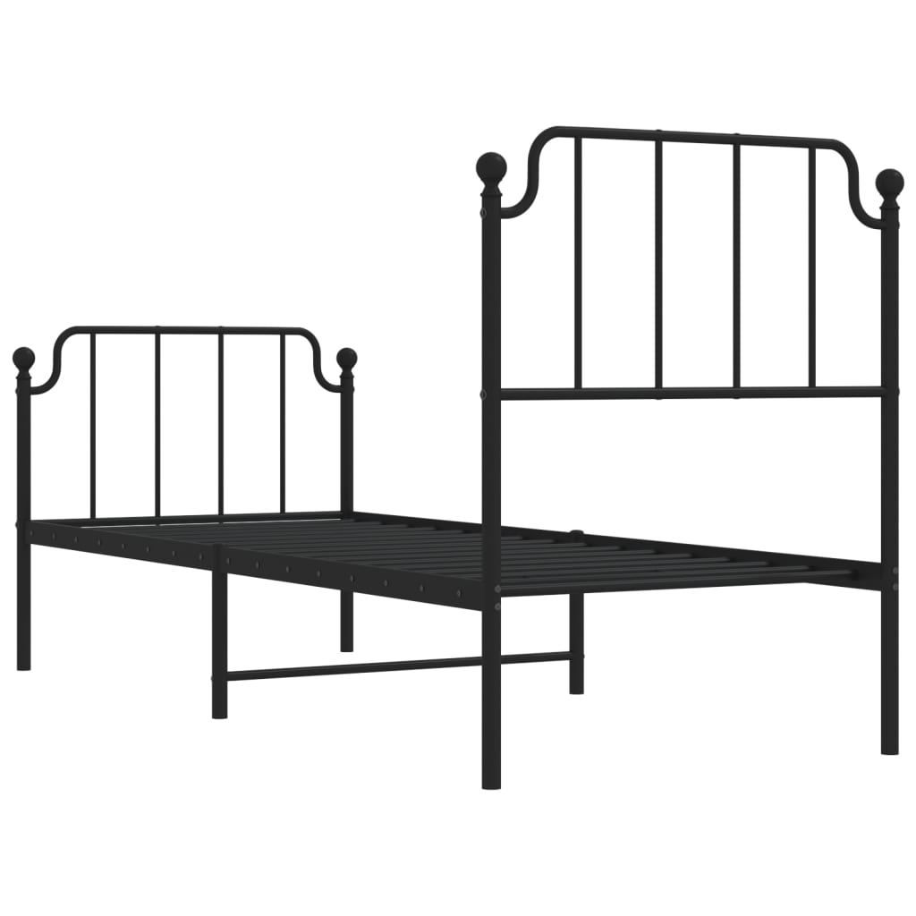 vidaXL Metal Bed Frame without Mattress with Footboard Black 80x200 cm