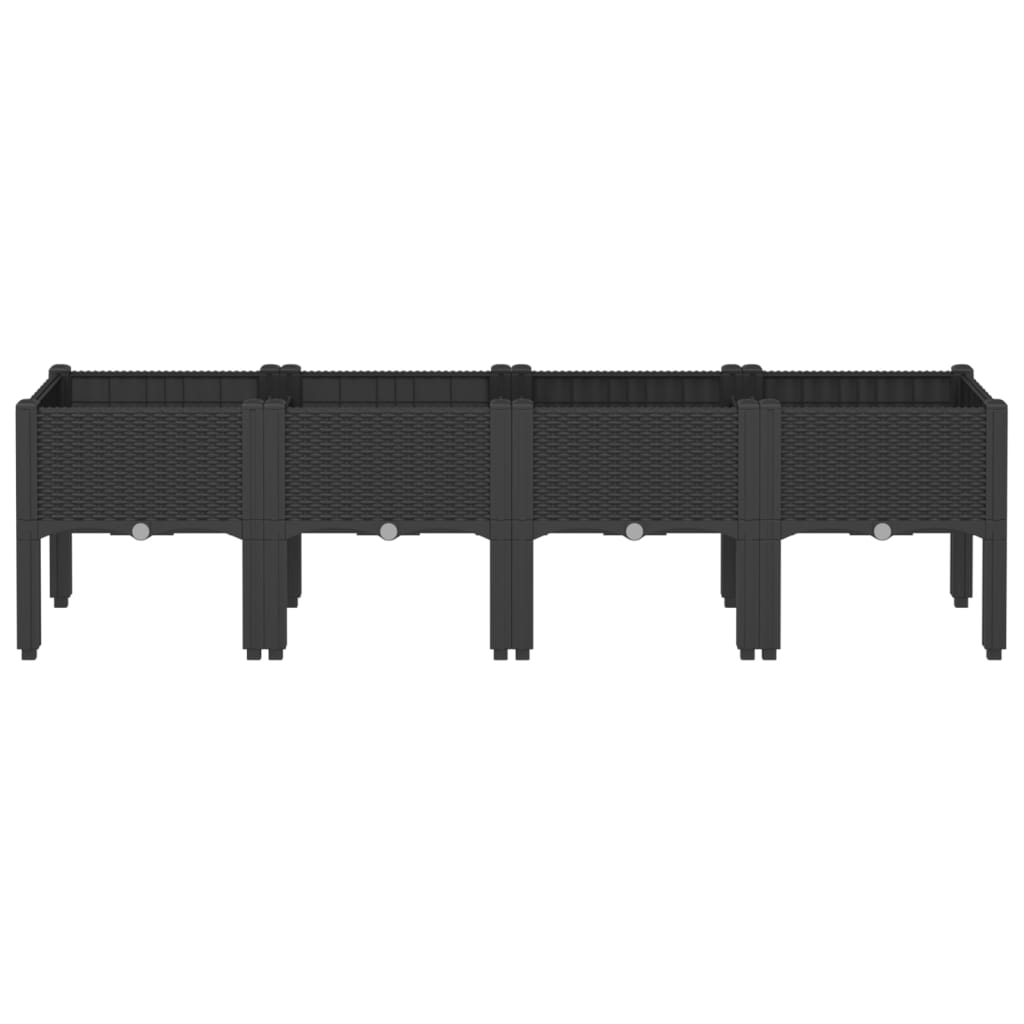 vidaXL Garden Planter with Legs Black 160x40x42 cm PP