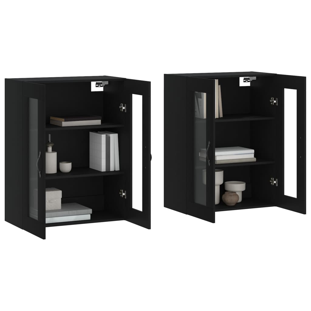 vidaXL Wall Mounted Cabinets 2 pcs Black Engineered Wood