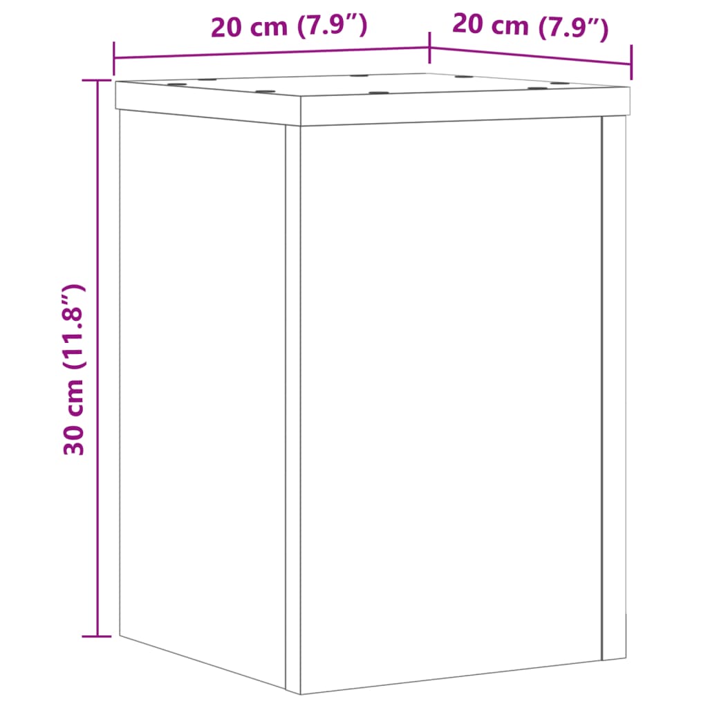 vidaXL Plant Stands 2 pcs Concrete Grey 20x20x30 cm Engineered Wood