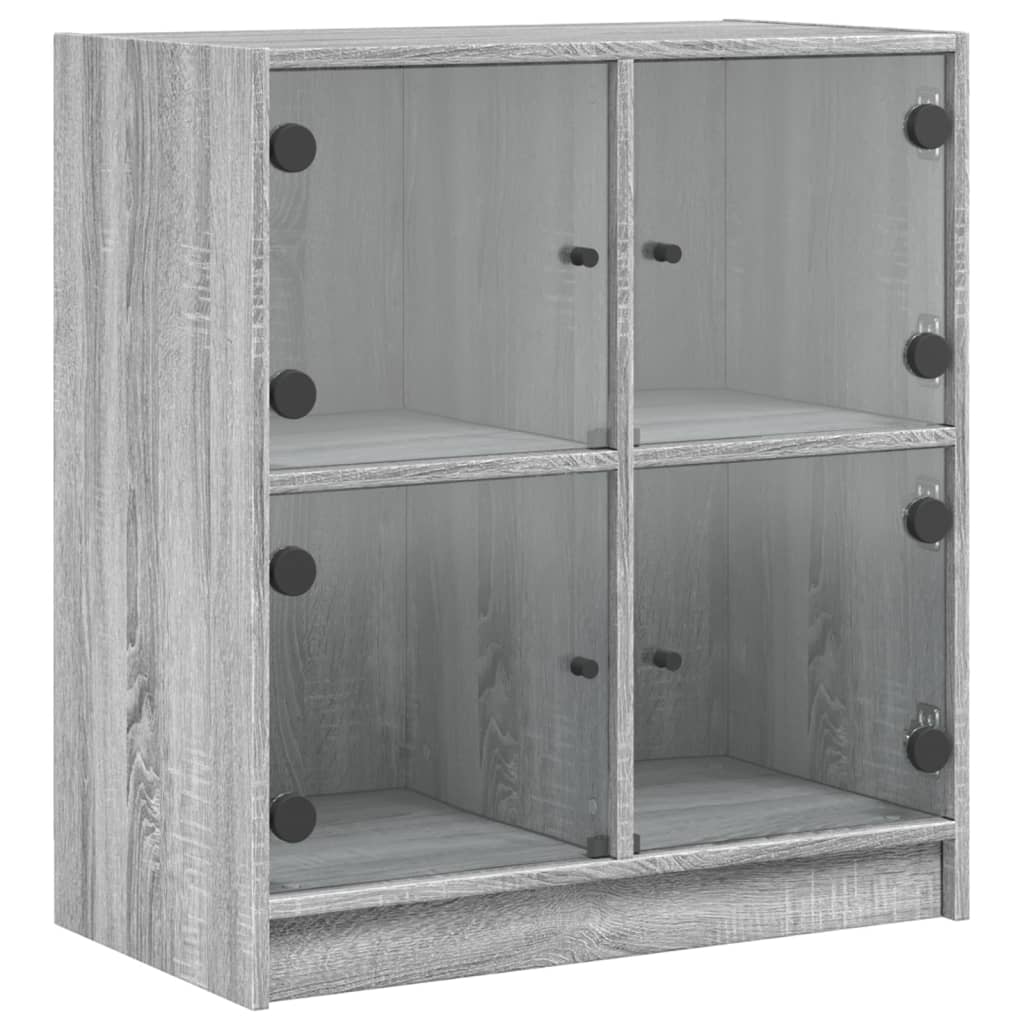 vidaXL Side Cabinet with Glass Doors Grey Sonoma 68x37x75.5 cm