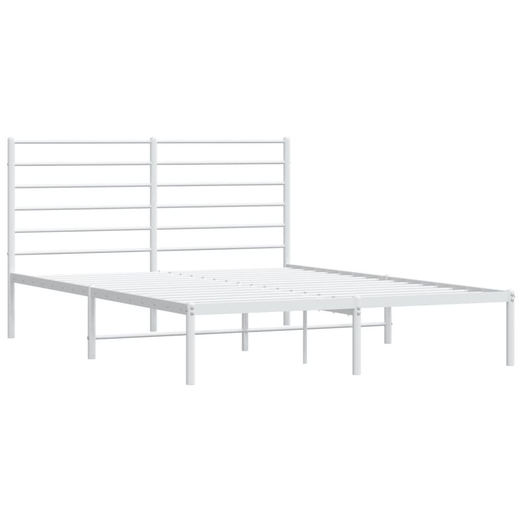 vidaXL Metal Bed Frame without Mattress with Headboard White 140x200 cm