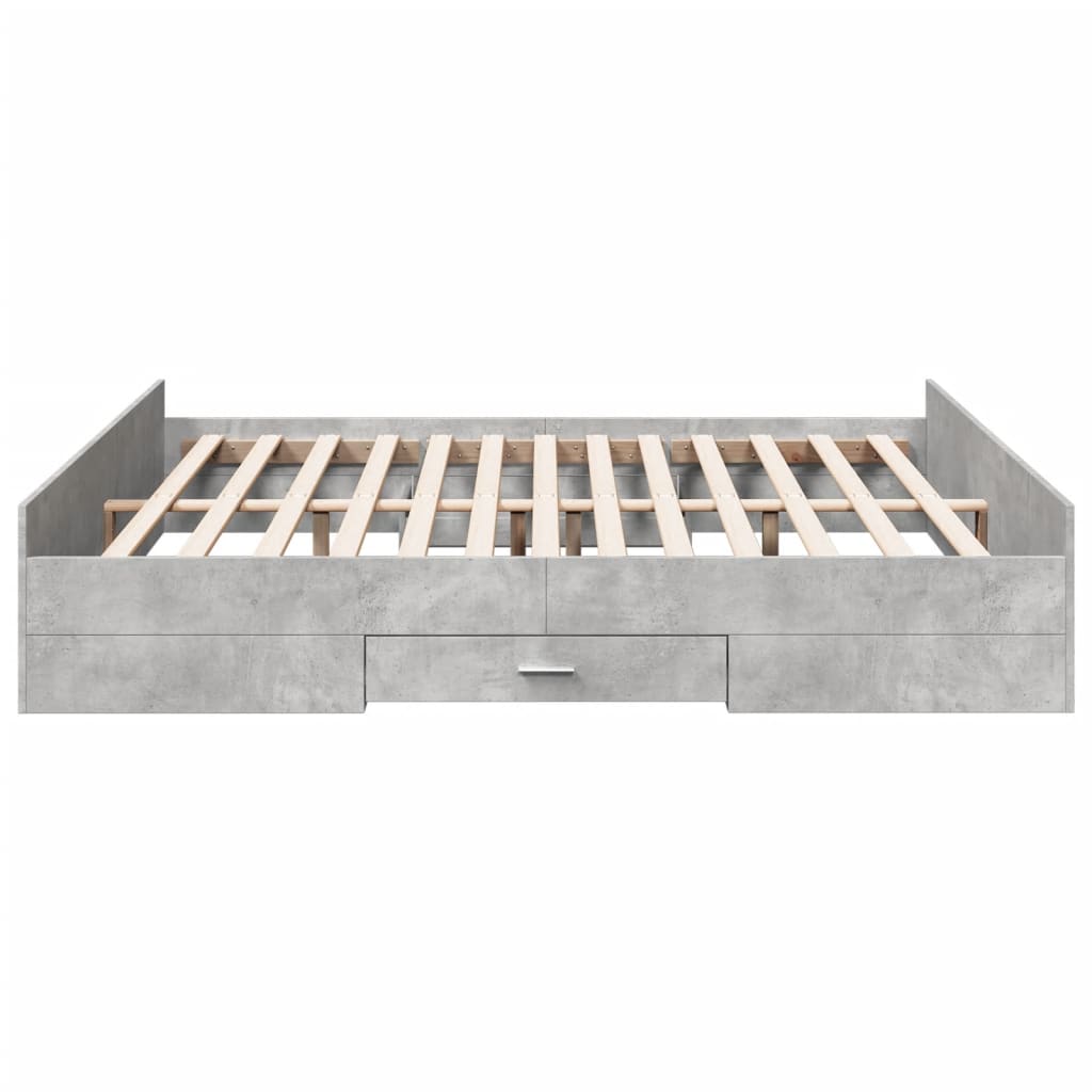 vidaXL Bed Frame with Drawers without Mattress Concrete Grey 200x200 cm