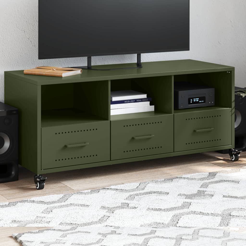 vidaXL TV Cabinet Olive Green 100.5x39x43.5 cm Steel