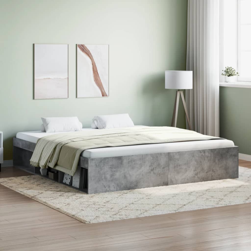 vidaXL Bed Frame without Mattress Concrete Grey 180x200 cm Super King Size